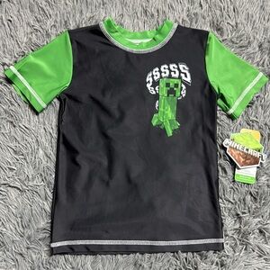 🥰🥰Minecraft Boys Short Sleeve Rash Guard Swim Tee🥰🥰